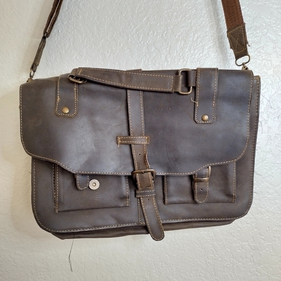 Mex Mates oiled Mexican leather men's messenger briefcase - Picture 8 of 11